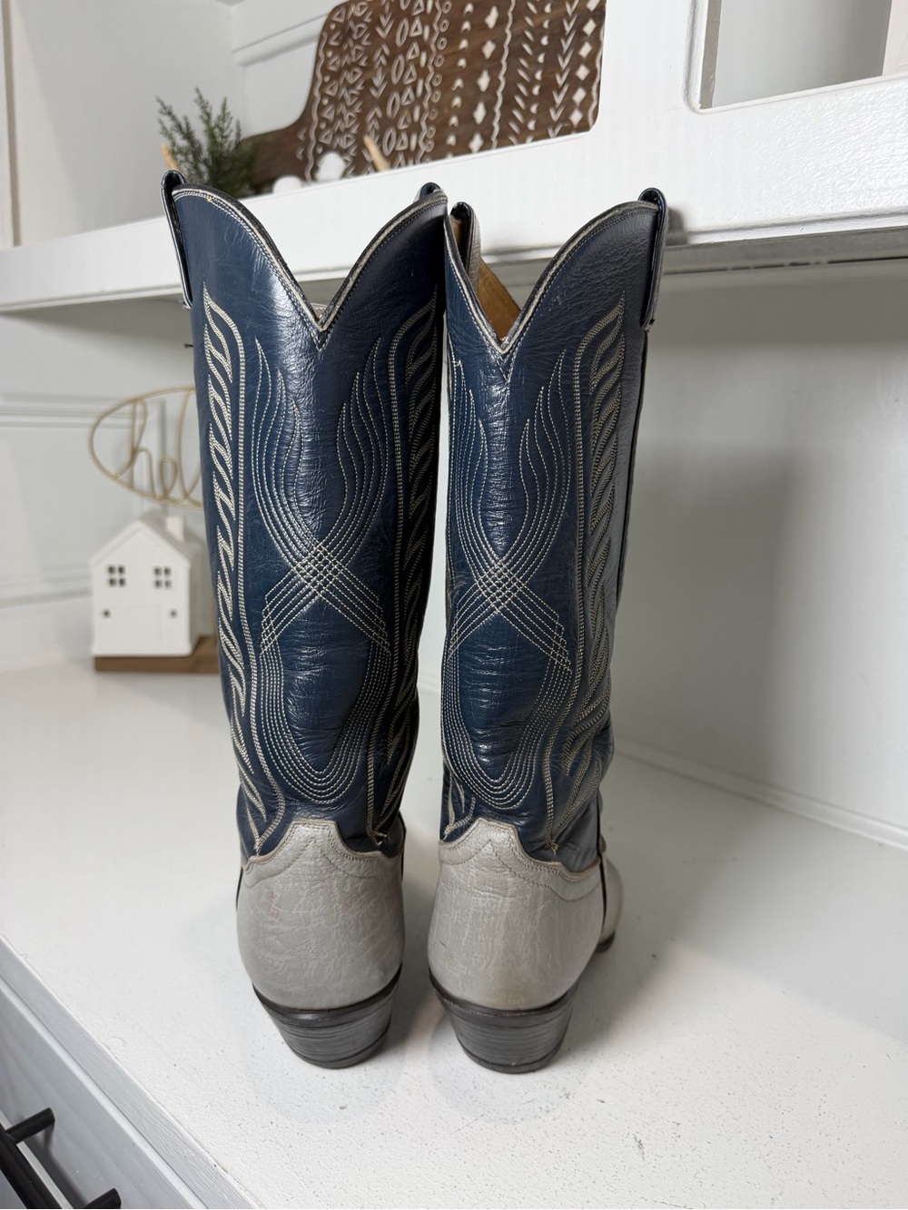 Vintage Tony Lama Gold Label Women’s 6C Gray Blue Leather Cowboy Boots USA - Picture 5 of 8